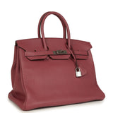 Pre-owned Hermes Birkin 35 Bois De Rose Fjord Palladium Hardware