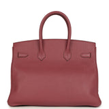 Pre-owned Hermes Birkin 35 Bois De Rose Fjord Palladium Hardware