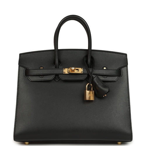 Hermes Birkin Sellier 25 Black Madame Gold Hardware