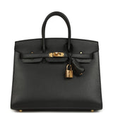 Hermes Birkin Sellier 25 Black Madame Gold Hardware