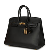 Hermes Birkin Sellier 25 Black Madame Gold Hardware