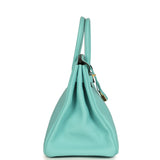 Pre-owned Hermes Birkin 35 Bleu Atoll Togo Gold Hardware