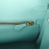 Pre-owned Hermes Birkin 35 Bleu Atoll Togo Gold Hardware