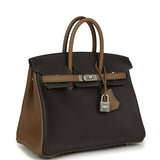 Hermes Special Order (HSS) Birkin 25 Ebene and Beige De Weimar Swift Brushed Palladium Hardware