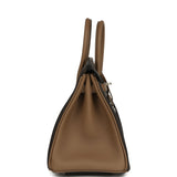 Hermes Special Order (HSS) Birkin 25 Ebene and Beige De Weimar Swift Brushed Palladium Hardware