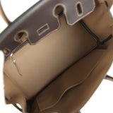 Hermes Special Order (HSS) Birkin 25 Ebene and Beige De Weimar Swift Brushed Palladium Hardware