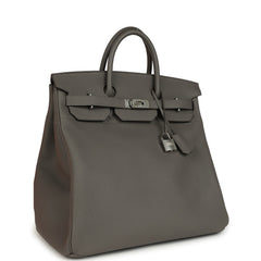 Pre-owned Hermes HAC Birkin 40 Etain Togo Palladium Hardware