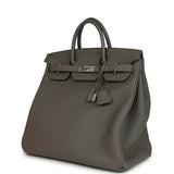 Pre-owned Hermes HAC Birkin 40 Etain Togo Palladium Hardware