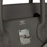 Pre-owned Hermes HAC Birkin 40 Etain Togo Palladium Hardware