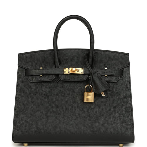 Hermes Birkin Sellier 25 Black Epsom Gold Hardware