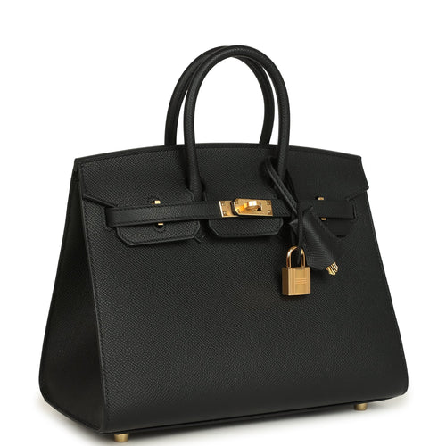 Hermes Birkin Sellier 25 Black Epsom Gold Hardware