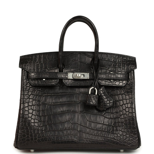 Hermes Special Order (HSS) Birkin 25 Black Matte Verso Alligator Brushed Palladium Hardware