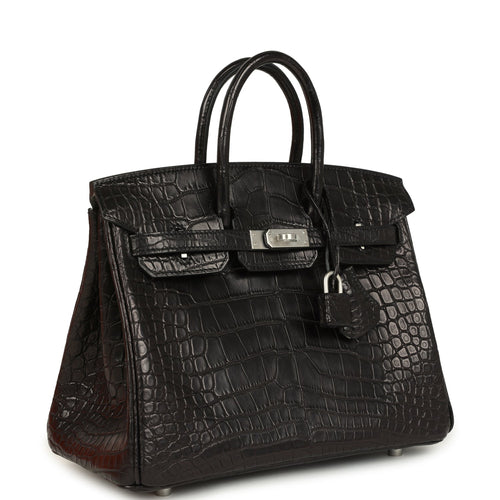 Hermes Special Order (HSS) Birkin 25 Black Matte Verso Alligator Brushed Palladium Hardware