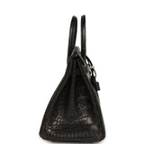 Hermes Special Order (HSS) Birkin 25 Black Matte Verso Alligator Brushed Palladium Hardware