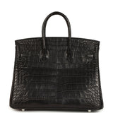 Hermes Special Order (HSS) Birkin 25 Black Matte Verso Alligator Brushed Palladium Hardware