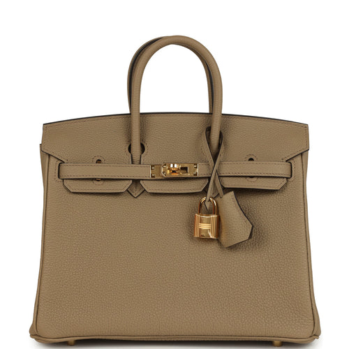 Pre-owned Hermes Birkin 25 Beige Marfa Togo Gold Hardware