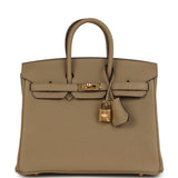 Pre-owned Hermes Birkin 25 Beige Marfa Togo Gold Hardware