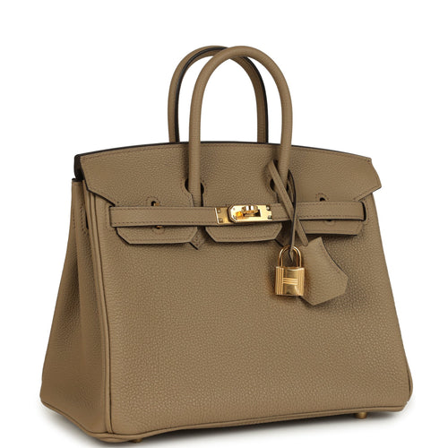 Pre-owned Hermes Birkin 25 Beige Marfa Togo Gold Hardware