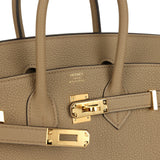 Pre-owned Hermes Birkin 25 Beige Marfa Togo Gold Hardware
