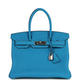 Hermes Birkin 30 Bleu Zanzibar Verso Togo Palladium Hardware - Thumbnail View 1