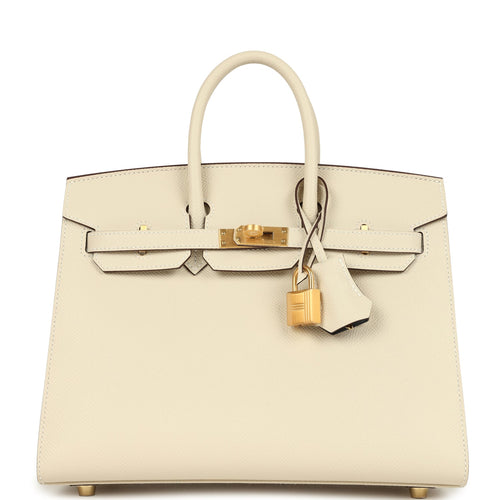 Hermes Special Order (HSS) Birkin Sellier 25 Craie Verso Epsom Brushed Gold Hardware