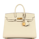 Hermes Special Order (HSS) Birkin Sellier 25 Craie Verso Epsom Brushed Gold Hardware - Thumbnail View 1
