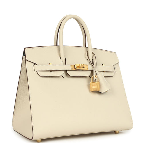 Hermes Special Order (HSS) Birkin Sellier 25 Craie Verso Epsom Brushed Gold Hardware