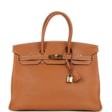 Vintage Hermes Birkin 35 Gold Togo Gold Hardware