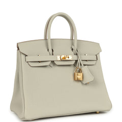 Hermes Birkin 25 Gris Perle Togo Gold Hardware