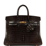 Hermes Birkin 25 Macassar Shiny Porosus Crocodile Gold Hardware