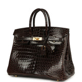 Hermes Birkin 25 Macassar Shiny Porosus Crocodile Gold Hardware