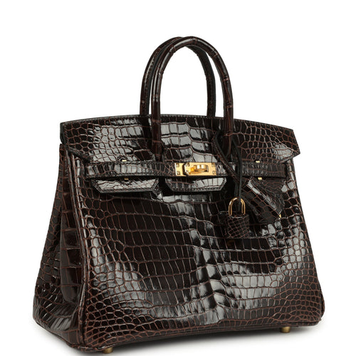 Hermes Birkin 25 Macassar Shiny Porosus Crocodile Gold Hardware