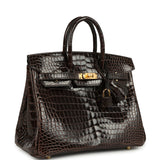 Hermes Birkin 25 Macassar Shiny Porosus Crocodile Gold Hardware