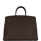 Pre-owned Hermes Birkin 35 Chocolate Togo Palladium Hardware