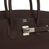Pre-owned Hermes Birkin 35 Chocolate Togo Palladium Hardware