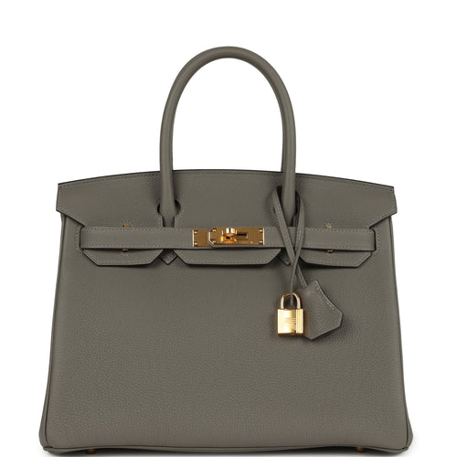 Pre-owned Hermes Birkin 30 Gris Meyer Togo Gold Hardware