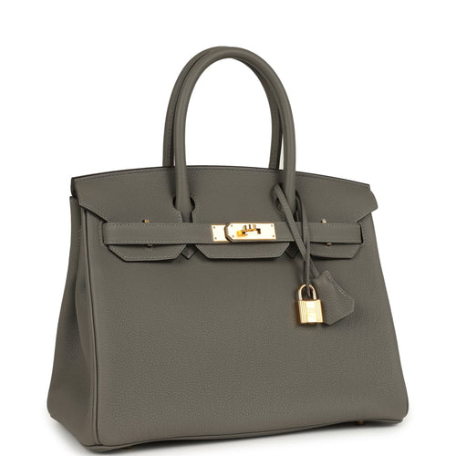 Pre-owned Hermes Birkin 30 Gris Meyer Togo Gold Hardware
