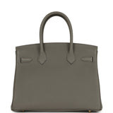 Pre-owned Hermes Birkin 30 Gris Meyer Togo Gold Hardware