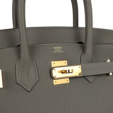 Pre-owned Hermes Birkin 30 Gris Meyer Togo Gold Hardware