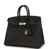 Pre-owned Hermes Birkin 25 Black Togo Rose Gold Hardware