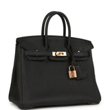 Pre-owned Hermes Birkin 25 Black Togo Rose Gold Hardware