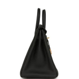 Pre-owned Hermes Birkin 25 Black Togo Rose Gold Hardware