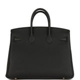 Pre-owned Hermes Birkin 25 Black Togo Rose Gold Hardware