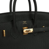 Pre-owned Hermes Birkin 25 Black Togo Rose Gold Hardware