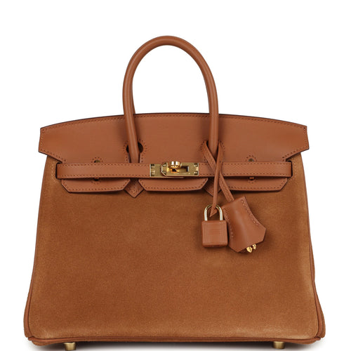 Pre-owned Hermes Birkin 25 Chamois Grizzly and Gold Swift Gold Hardware