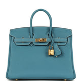 Hermes Birkin 25 Blue Jean Togo Gold Hardware
