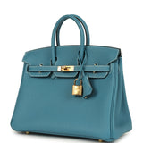 Hermes Birkin 25 Blue Jean Togo Gold Hardware