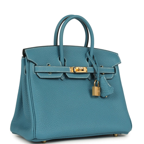 Hermes Birkin 25 Blue Jean Togo Gold Hardware