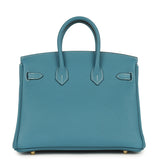 Hermes Birkin 25 Blue Jean Togo Gold Hardware