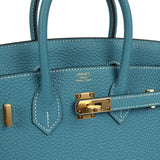 Hermes Birkin 25 Blue Jean Togo Gold Hardware